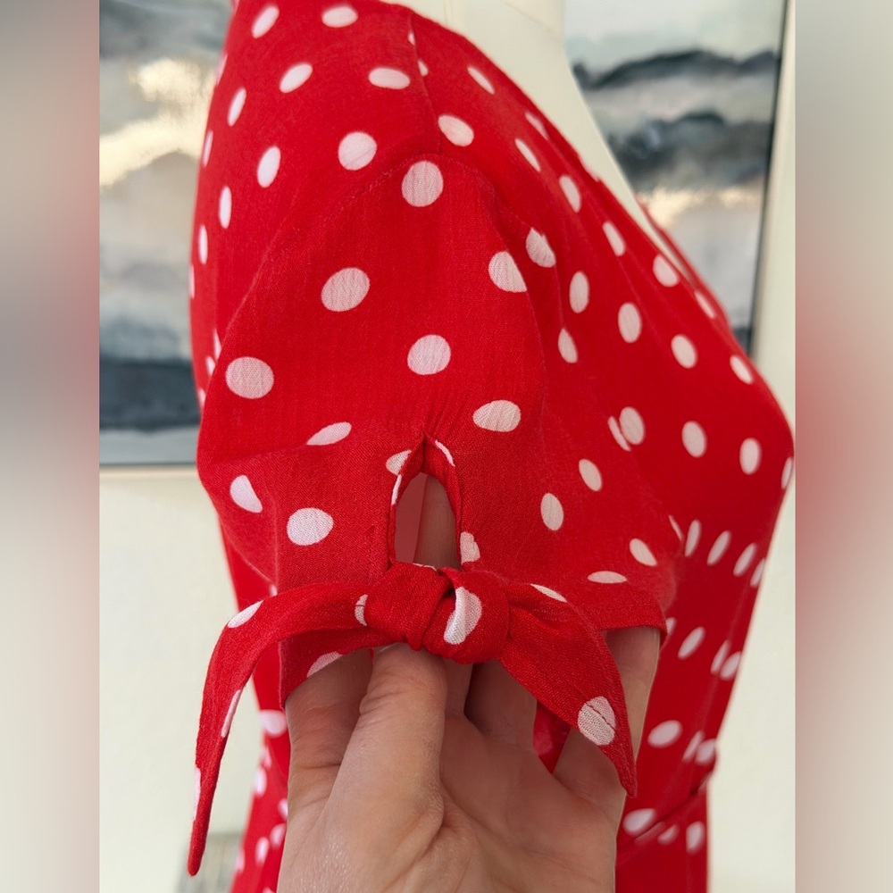 Divided H&M Red Asymmetrical Polka Dot Wrap Dress - Picture 7 of 16